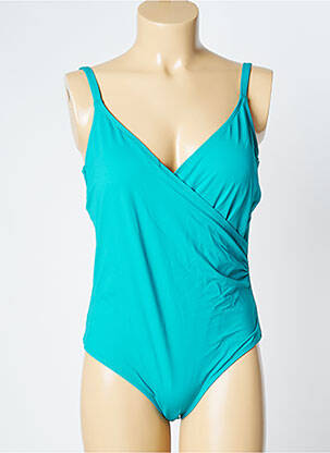 Maillot de bain 1 pièce effet matière satinée haut soutien-gorge moulé bleu SIMONE PERELE femme