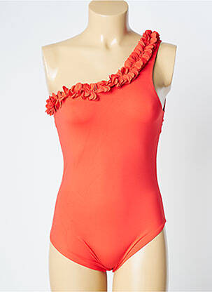 Maillot de bain 1 pièce effet matière satinée orange SIMONE PERELE femme