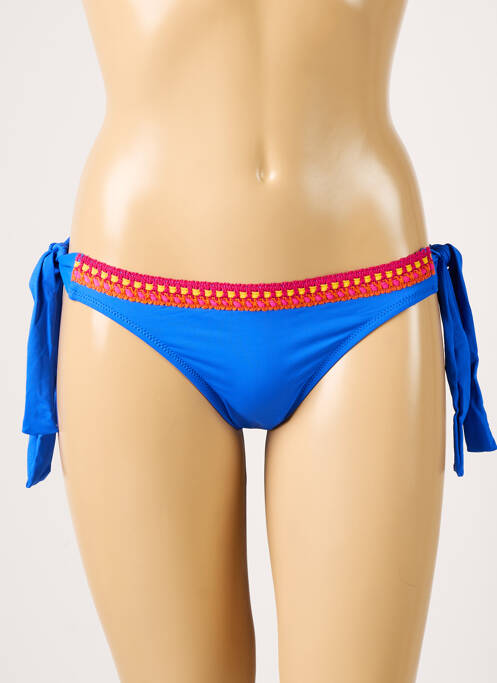 Bas de maillot de bain tissage satiné bikini bleu ANTIGEL femme