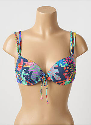 Haut de maillot de bain stretch haut soutien-gorge moulé bleu CHERRY BEACH femme