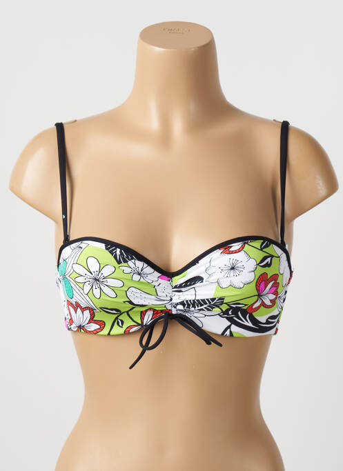 Haut de maillot de bain bretelles élastiquées amovibles haut soutien-gorge balconnet blanc CHERRY BEACH femme