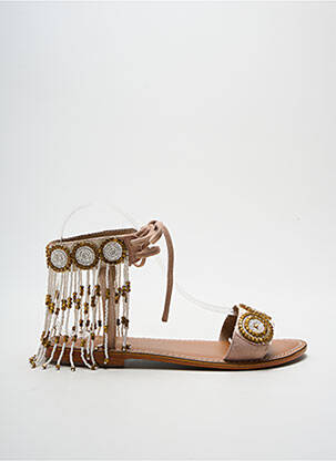 Sandales/nu pieds chiquet talon plat jusqu'à 3cm beige L'ATELIER TROPÉZIEN femme