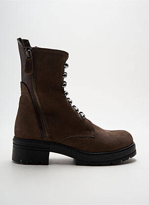 Bottines/boots tissage satiné talon plat jusqu'à 3cm marron COCO ET ABRICOT femme