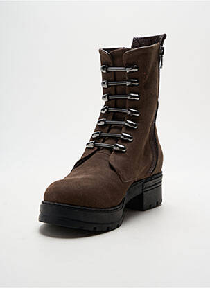 Bottines/boots tissage satiné talon plat jusqu'à 3cm marron COCO ET ABRICOT femme