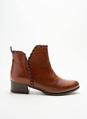 Bottines/boots tissage satiné talon de 4 à 6cm marron GOLDEN BROWN femme