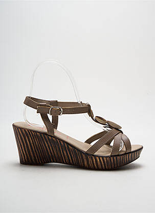 Sandales/nu pieds tissage satiné talon de 4 à 6cm marron DORKING femme