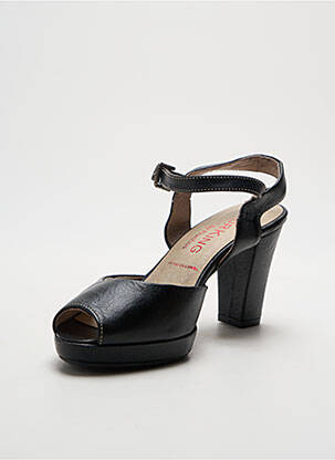 Sandales/nu pieds tissage satiné talon de 4 à 6cm noir DORKING femme