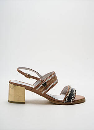 Sandales/nu pieds tissage satiné talon de 4 à 6cm marron LOLLIPOPS femme