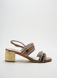 Sandales/nu pieds tissage satiné talon de 4 à 6cm marron LOLLIPOPS femme