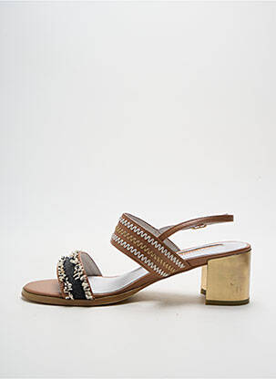 Sandales/nu pieds tissage satiné talon de 4 à 6cm marron LOLLIPOPS femme