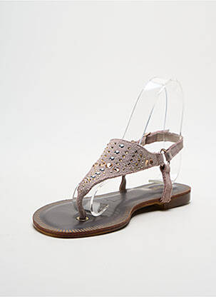 Tongs tissage satiné talon plat jusqu'à 3cm rose KDOPA femme