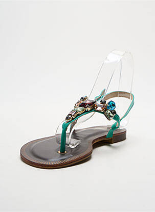Tongs tissage satiné talon plat jusqu'à 3cm vert KDOPA femme