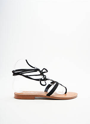 Tongs fermeture lacets talon plat jusqu'à 3cm noir L'ATELIER TROPÉZIEN femme