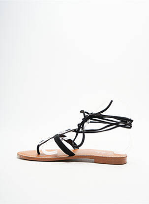 Tongs fermeture lacets talon plat jusqu'à 3cm noir L'ATELIER TROPÉZIEN femme