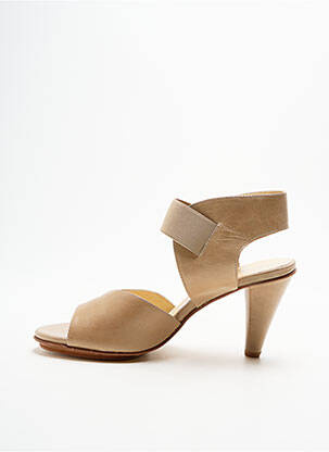 Sandales/nu pieds tissage satiné talon de 7 à 9cm beige ELIZABETH STUART femme