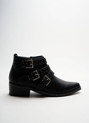 Bottines/boots tissage satiné talon plat jusqu'à 3cm noir CHATTAWAK femme