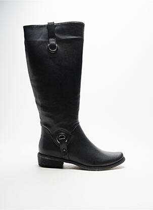 Bottes tissage satiné talon plat jusqu'à 3cm noir LES P'TITES BOMBES femme
