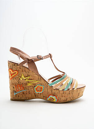 Sandales/nu pieds tissage satiné talon haut de 10cm et plus bleu LES P'TITES BOMBES femme