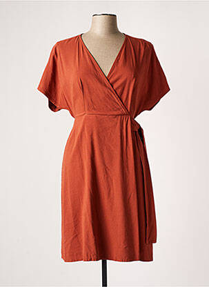 Robe courte coupe évasée manches courtes marron MÊME ROAD femme