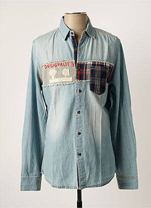 Chemise manches longues coupe droite bleu DESIGUAL homme