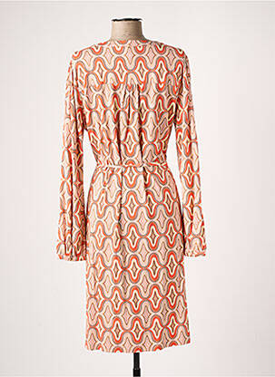 Robe mi-longue imprimé fantaisie manches longues orange ESQUALO femme