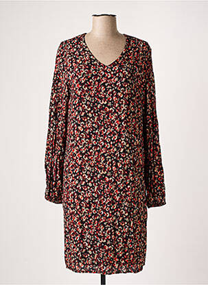 Robe mi-longue imprimé fantaisie manches longues rouge SIGNE NATURE femme