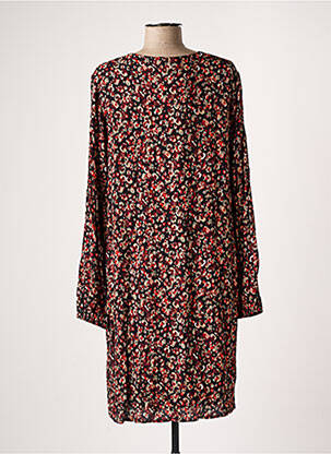 Robe mi-longue imprimé fantaisie manches longues rouge SIGNE NATURE femme