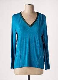 Top tissage jersey manches longues bleu ANGE femme