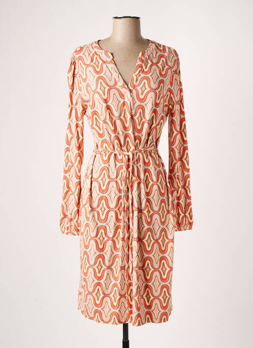 Robe mi-longue imprimé fantaisie manches longues orange ESQUALO femme