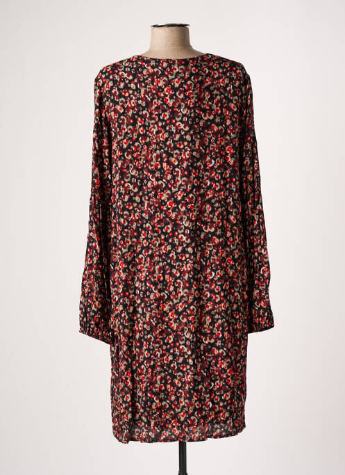 Robe mi-longue imprimé fantaisie manches longues rouge SIGNE NATURE femme