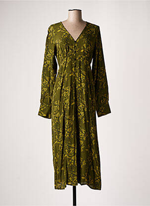 Robe longue manches longues manches longues vert AN' GE femme