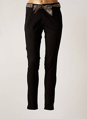 Pantalon chino fermeture zippée sous rabat boutonné taille normale noir LE TEMPS DES CERISES femme