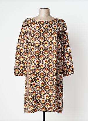 Robe mi-longue manches 3/4 manches 3/4 marron FREEMAN T.PORTER femme