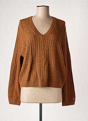 Pull col v manches longues marron TOMMY HILFIGER femme