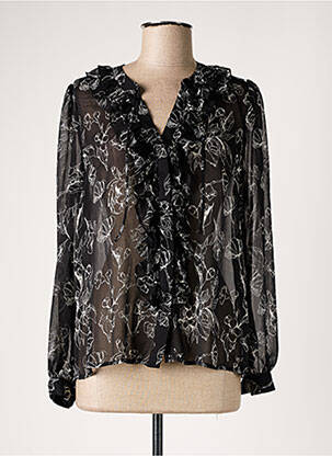 Chemisier imprimé fleurs manches longues noir LPB femme