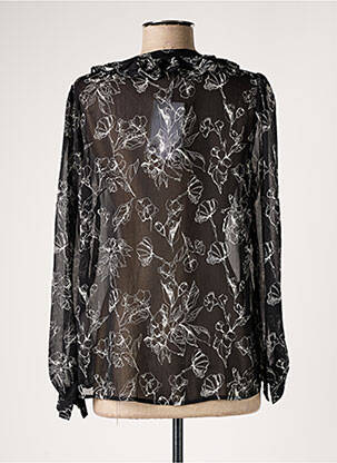 Chemisier imprimé fleurs manches longues noir LPB femme