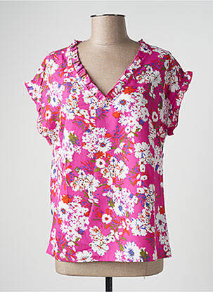 Blouse imprimé fleurs manches courtes rose BLANCHEPORTE femme