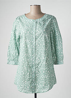 Tunique manches longues fermeture boutonnée sur le devant vert BLANCHEPORTE femme