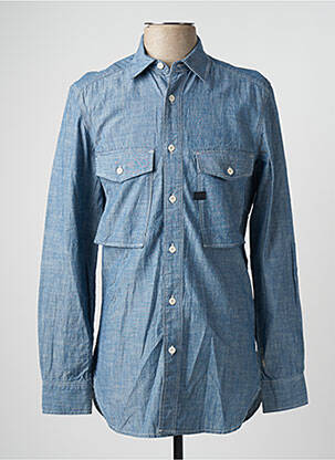 Chemise manches longues poches poitrine bleu RAW-7 homme