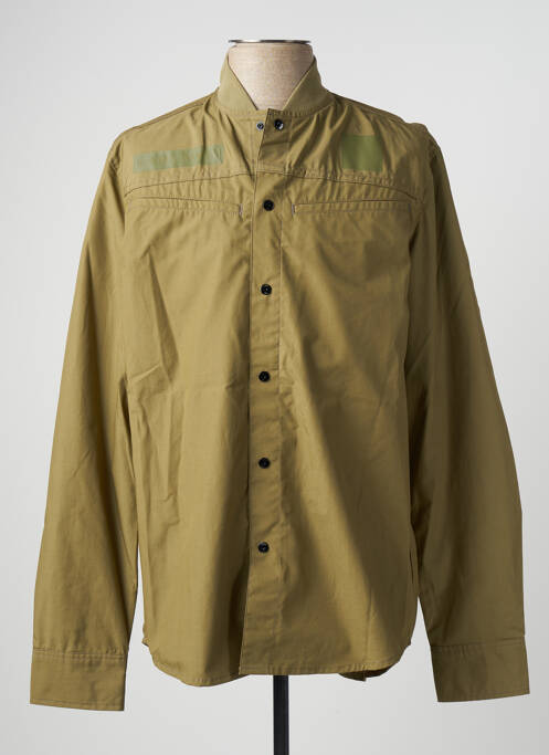Chemise manches longues poignets boutonnés vert RAW-7 homme