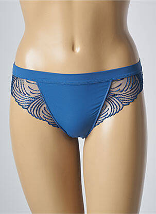 Tanga effet matière satinée bleu SIMONE PERELE femme