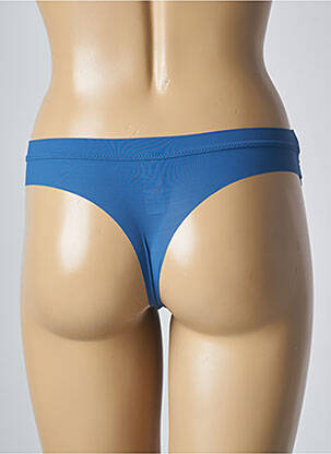 Tanga effet matière satinée bleu SIMONE PERELE femme