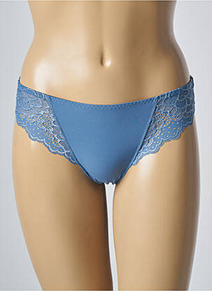 Tanga effet matière satinée bleu SIMONE PERELE femme