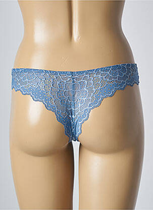 Tanga effet matière satinée bleu SIMONE PERELE femme