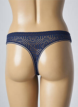 Tanga effet matière satinée bleu SIMONE PERELE femme
