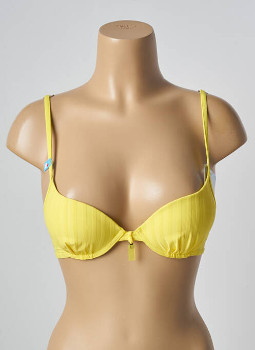 Haut de maillot de bain stretch haut soutien-gorge push-up jaune CHERRY BEACH femme