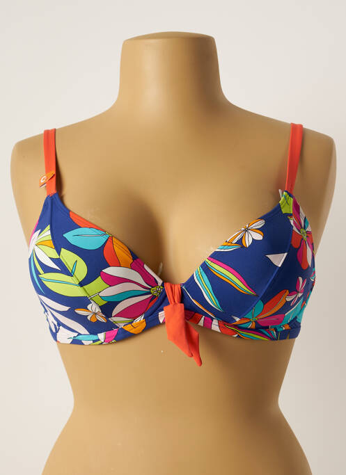 Haut de maillot de bain stretch haut soutien-gorge emboitant bleu CHERRY BEACH femme