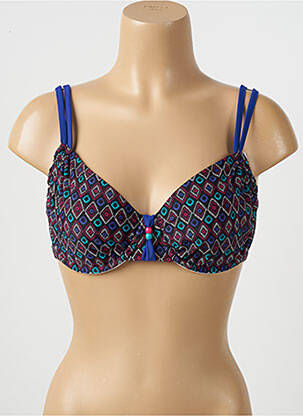 Haut de maillot de bain stretch haut soutien-gorge emboitant bleu BESTFORM femme