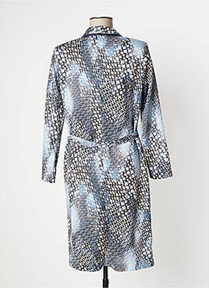 Robe mi-longue imprimé fantaisie manches longues bleu FRANCE RIVOIRE femme