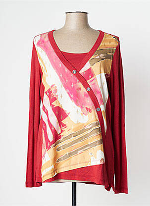 Top tissage jersey manches longues rouge BAGORAZ femme